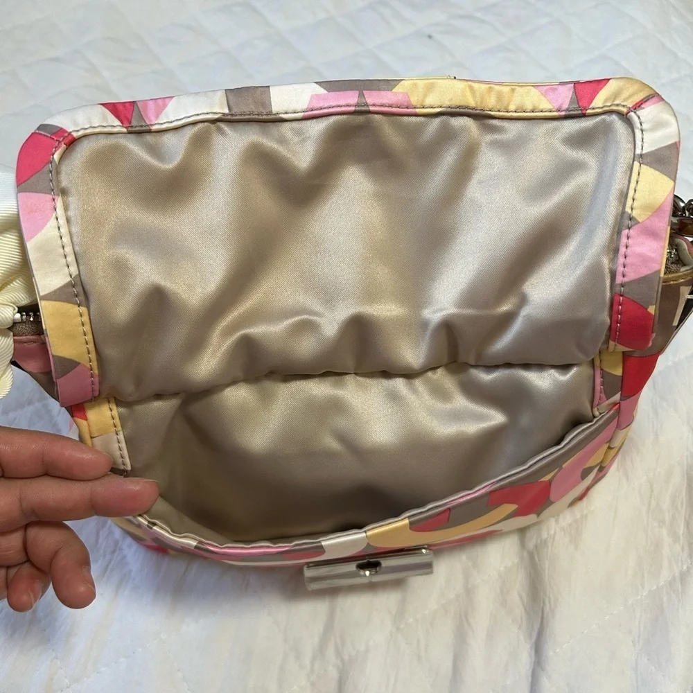 COACH Y2K F22748 Geometric Print Hobo Bag in Red Pink Gold /crossbody bag